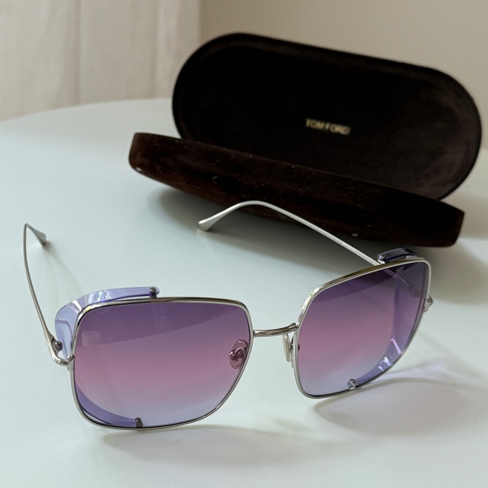 Tom Ford Toby-02 TF901 Sunglasses (Silver Frame, Purple Gradient Lenses) -
